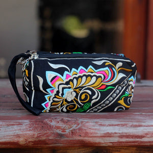 Ethnic Bag Fashion Fabric Coin Purse Embroidered Multi-layer Zipper Bag Clutch Bag