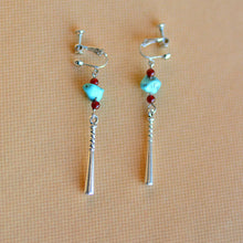 Load image into Gallery viewer, Female Turquoise Earrings Ancient Earrings Tibetan Miao Silver Exotic Ethnic Minority Simple Daily Earrings