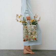 Load image into Gallery viewer, New Mesh Full Hand Embroidered Flower Shoulder Bag Handheld Lace Tote Bag Art Antique Bag