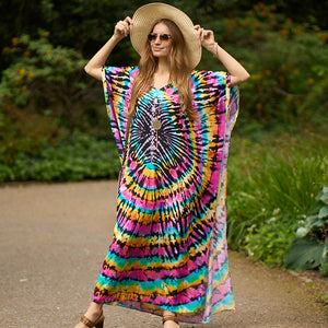 New Rayon Beach Robe Loose Plus Size Long Skirt Seaside Holiday Sunscreen Bikini Smock Outside