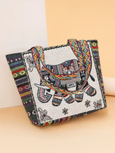 Load image into Gallery viewer, Tote Bag Women&#39;s Bag Going Out Canvas Bag Double-sided Casual Embroidery Large-capacity Handbag Ethnic Style Small Square Bag