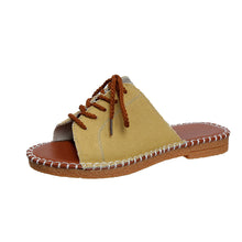Load image into Gallery viewer, Large Size Beef Tendon Sole Cross Strap One-word Strap Cool Slippers Summer Beach Women&#39;s Shoes Sandal