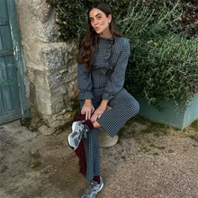 Load image into Gallery viewer, 2024 Spring New Women&#39;s Fashion temperament casual versatile bubble sleeve plaid long jumpsuit
