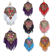 Load image into Gallery viewer, Retro Printed Scarf Winter Boho Shawl Autumn And Winter Warm Cotton Russian Women&#39;S Shawl Ethnic Style Tassel Scarf Shawl 1pc