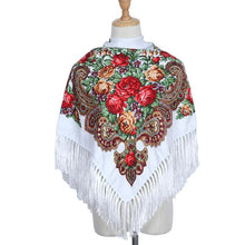 Load image into Gallery viewer, Retro Printed Scarf Winter Boho Shawl Autumn And Winter Warm Cotton Russian Women&#39;S Shawl Ethnic Style Tassel Scarf Shawl 1pc