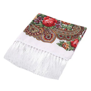 Retro Printed Scarf Winter Boho Shawl Autumn And Winter Warm Cotton Russian Women'S Shawl Ethnic Style Tassel Scarf Shawl 1pc