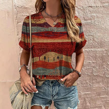 Load image into Gallery viewer, Retro Women&#39;s T-Shirt Summer V-Neck Short Sleeve Tee Casual Harajuku Stripe Print T Shirt for Women Streetwear Pullover Tops New