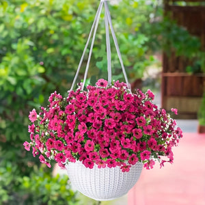 Fake Hanging Flowers With Basket -Artificial Flowers, Outdoor/Indoor Patio Lawn Decor, Artificial Hanging Plants For Wall, , Roo