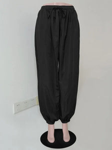 Tossy Summer Fashion Pocket Bloomers Female Trousers Pleated Loose High Waist Patchwork Bandage Streetwear Wide Leg Women Pants