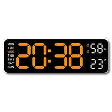 Load image into Gallery viewer, 9 Inch Large Digital Wall Clock USB Powered TEMP Humidity Week Auto Dimmer DST Table Clock 12/24H Electronic LED Alarm Clock