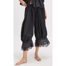 Load image into Gallery viewer, Combhasaki Women&#39;s Y2K Loose Fit Bloomers Cropped Pants Drawstring High Waist Floral Lace Patchwork Calf-Length Lantern Trousers