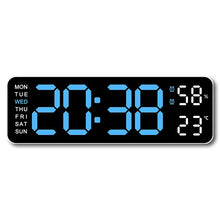Load image into Gallery viewer, 9 Inch Large Digital Wall Clock USB Powered TEMP Humidity Week Auto Dimmer DST Table Clock 12/24H Electronic LED Alarm Clock