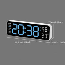 Load image into Gallery viewer, 9 Inch Large Digital Wall Clock USB Powered TEMP Humidity Week Auto Dimmer DST Table Clock 12/24H Electronic LED Alarm Clock