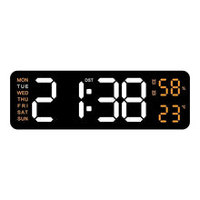Load image into Gallery viewer, 9 Inch Large Digital Wall Clock USB Powered TEMP Humidity Week Auto Dimmer DST Table Clock 12/24H Electronic LED Alarm Clock