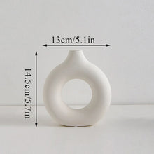 Load image into Gallery viewer, 1pcs Black Nordic Ceramic Vase Circular Hollow Donuts Flower Pot Home Decoration Accessories Interior Office Desktop Decor Gift