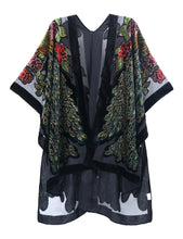 Load image into Gallery viewer, WeHello Bohemian burnt plush kimono Women&#39;s long Purple Tassel Beach Cover-up  Holiday Casual Cardigan Shawl JYPF-20
