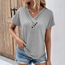 Load image into Gallery viewer, Fashion Women T Shirt Solid Color V Neck Short Sleeve Basic Tops Tee Streetwear Summer Oversized Clothing Female T-Shirts