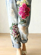 Load image into Gallery viewer, 2024 Fashion Ladies Elegant New Jeans For Women Summer Casual Floral Embroidery Denim Trousers Females Loose Harem Pants