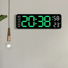 Load image into Gallery viewer, 9 Inch Large Digital Wall Clock USB Powered TEMP Humidity Week Auto Dimmer DST Table Clock 12/24H Electronic LED Alarm Clock