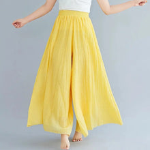 Load image into Gallery viewer, 2024 Sen Women's Artistic Plus Size Cotton Linen Pants Skirt Elastic Waist Solid Color Ethnic Style Wide Leg Pants Skirt