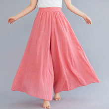 Load image into Gallery viewer, 2024 Sen Women's Artistic Plus Size Cotton Linen Pants Skirt Elastic Waist Solid Color Ethnic Style Wide Leg Pants Skirt