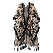 Load image into Gallery viewer, WeHello Bohemian burnt plush kimono Women&#39;s long Purple Tassel Beach Cover-up  Holiday Casual Cardigan Shawl JYPF-20
