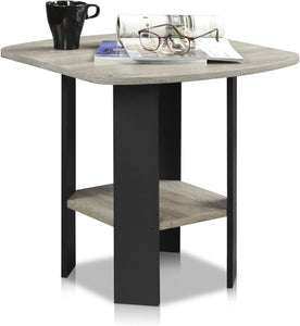 Simple Design End Table, 2-Pa, French Oak Grey/Bla
