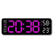 Load image into Gallery viewer, 9 Inch Large Digital Wall Clock USB Powered TEMP Humidity Week Auto Dimmer DST Table Clock 12/24H Electronic LED Alarm Clock