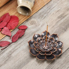 Load image into Gallery viewer, Incense Stick Holder Alloy Lotus Line Incense Burner Yoga Sage Sandalwood Coil Base Bronze Crafs Home Decor Christmas Gift