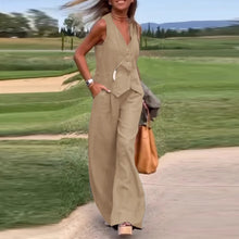 Load image into Gallery viewer, Woman Elegant 2-Piece Pant Sets Casual Vest and Pants Sets Old Money Style Suits 2pcs Outfits Wide Leg Trouser Sets