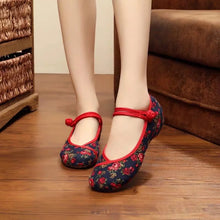 Load image into Gallery viewer, Women Retro High Quality Red Embroidery Ballet Shoes Lady Casual Sweet White Anti Skid Hemp Flat Shoes Zapatos Mujer E6184x