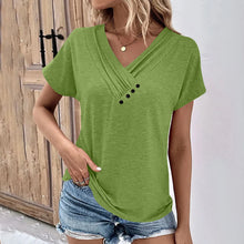 Load image into Gallery viewer, Fashion Women T Shirt Solid Color V Neck Short Sleeve Basic Tops Tee Streetwear Summer Oversized Clothing Female T-Shirts