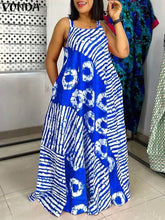Load image into Gallery viewer, Maxi Long Dress Sexy Sleeveless Bohemian Printed Party Sundress 2024 VONDA Summer Tank Vestidos Beach Loose Casual Robe Oversize