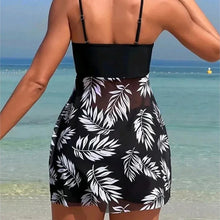 Load image into Gallery viewer, Summer Short Dress Split Swimsuit Women&#39;s Sexy Fashion High Waist Swimsuit Thickened Mesh Print Swimming Beach Wear