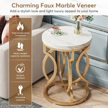 Load image into Gallery viewer, Tribesigns Modern Round End Table with Thick Wood Top, 20“ Side Table Cocktail Table with Unique O-Shaped Base