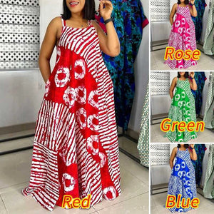 Maxi Long Dress Sexy Sleeveless Bohemian Printed Party Sundress 2024 VONDA Summer Tank Vestidos Beach Loose Casual Robe Oversize