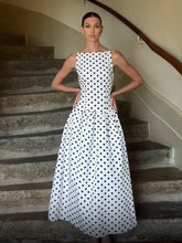 Load image into Gallery viewer, Elegant Women Polka Dot Maxi Dresses Chic Sleeveless Round Neck High Waist Slim Long Vestidos 2025 Lady Party Street New Dress