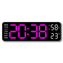 Load image into Gallery viewer, 9 Inch Large Digital Wall Clock USB Powered TEMP Humidity Week Auto Dimmer DST Table Clock 12/24H Electronic LED Alarm Clock