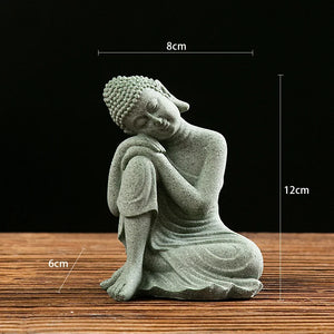 Garden Buddha Stone Statue Mini Buddhist Monks Buddha Sculpture Ornaments Household Craft Ornament for Office Garden Decor