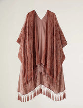 Load image into Gallery viewer, WeHello Bohemian burnt plush kimono Women&#39;s long Purple Tassel Beach Cover-up  Holiday Casual Cardigan Shawl JYPF-20