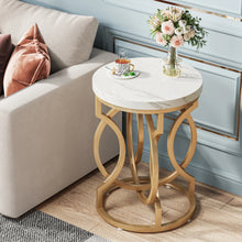 Load image into Gallery viewer, Tribesigns Modern Round End Table with Thick Wood Top, 20“ Side Table Cocktail Table with Unique O-Shaped Base