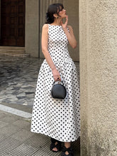 Load image into Gallery viewer, Elegant Women Polka Dot Maxi Dresses Chic Sleeveless Round Neck High Waist Slim Long Vestidos 2025 Lady Party Street New Dress