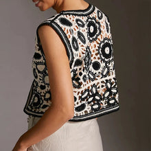 Load image into Gallery viewer, Women Floral Embroidered Crochet Vest Top Summer Beach Cover Up Cardigan Waistcoat Boho Chic Vacation Outfit