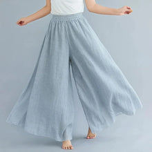 Load image into Gallery viewer, 2024 Sen Women's Artistic Plus Size Cotton Linen Pants Skirt Elastic Waist Solid Color Ethnic Style Wide Leg Pants Skirt