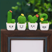 Load image into Gallery viewer, Charming 4-Piece Love &amp; Cactus Resin Figurines - Perfect For Living Room Bedroom And Cafe Tabletop Deco