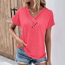 Load image into Gallery viewer, Fashion Women T Shirt Solid Color V Neck Short Sleeve Basic Tops Tee Streetwear Summer Oversized Clothing Female T-Shirts