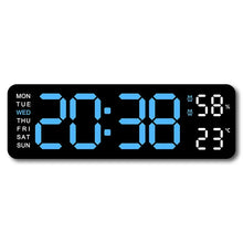 Load image into Gallery viewer, 9 Inch Large Digital Wall Clock USB Powered TEMP Humidity Week Auto Dimmer DST Table Clock 12/24H Electronic LED Alarm Clock