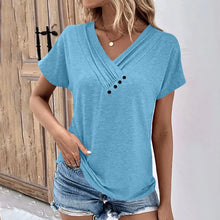 Load image into Gallery viewer, Fashion Women T Shirt Solid Color V Neck Short Sleeve Basic Tops Tee Streetwear Summer Oversized Clothing Female T-Shirts