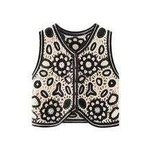Load image into Gallery viewer, Women Floral Embroidered Crochet Vest Top Summer Beach Cover Up Cardigan Waistcoat Boho Chic Vacation Outfit