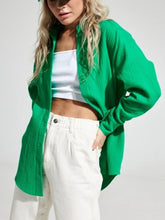 Load image into Gallery viewer, Bornladies 2025 Women&#39;s Spring Summer 100% Cotton Shirts Office Lady  Fashionable Solid Lady Long Sleeve Loose Tops Crepe Shirts